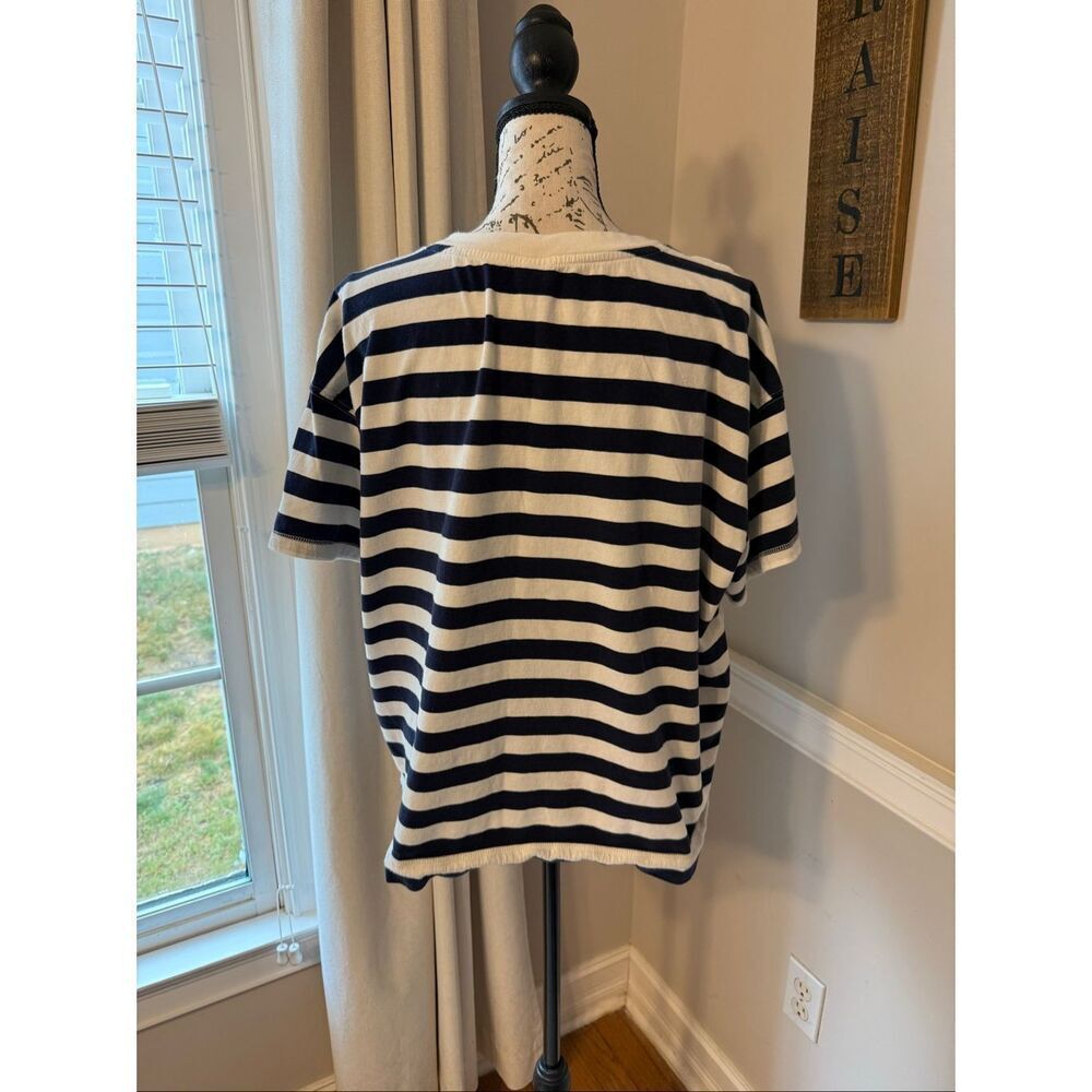 Old Navy Women's Striped Crew Neck Short Sleeve Cotton T-shirt Navy & White XL - Picture 3 of 8